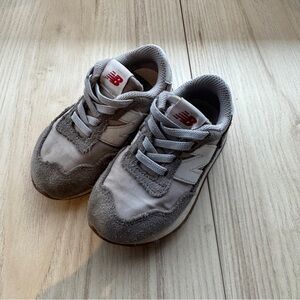 New Balance Kids' White and Gray Sneakers